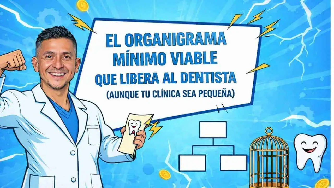 Organigrama de clínica dental pequeña en pizarrón