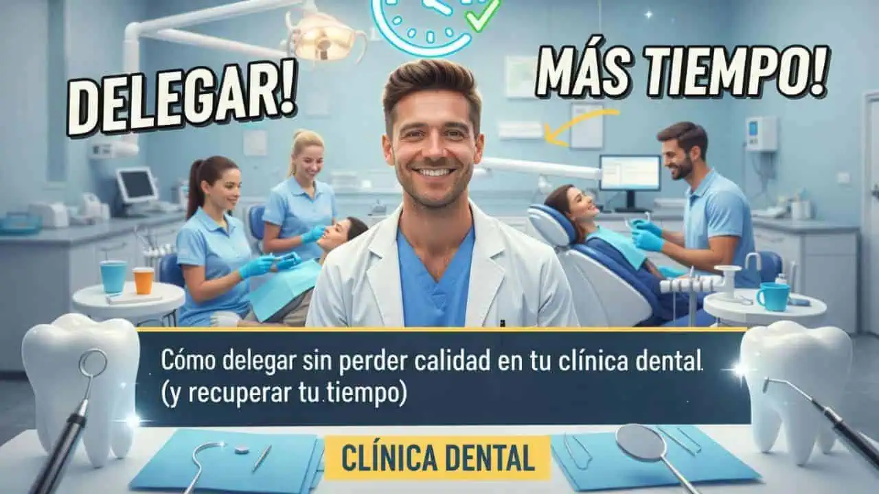 Dentista liderando a su equipo en la clínica